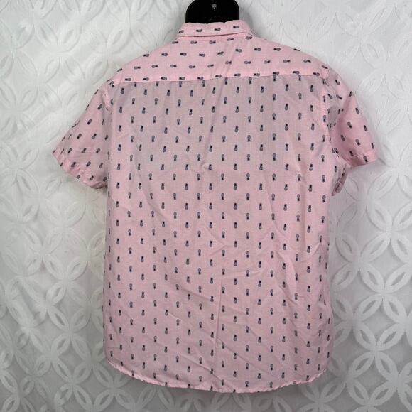 Molokai Surf Aloha Pink Pineapples‎ Cotton Short Sleeve Shirt Mens - Picture 2 of 6
